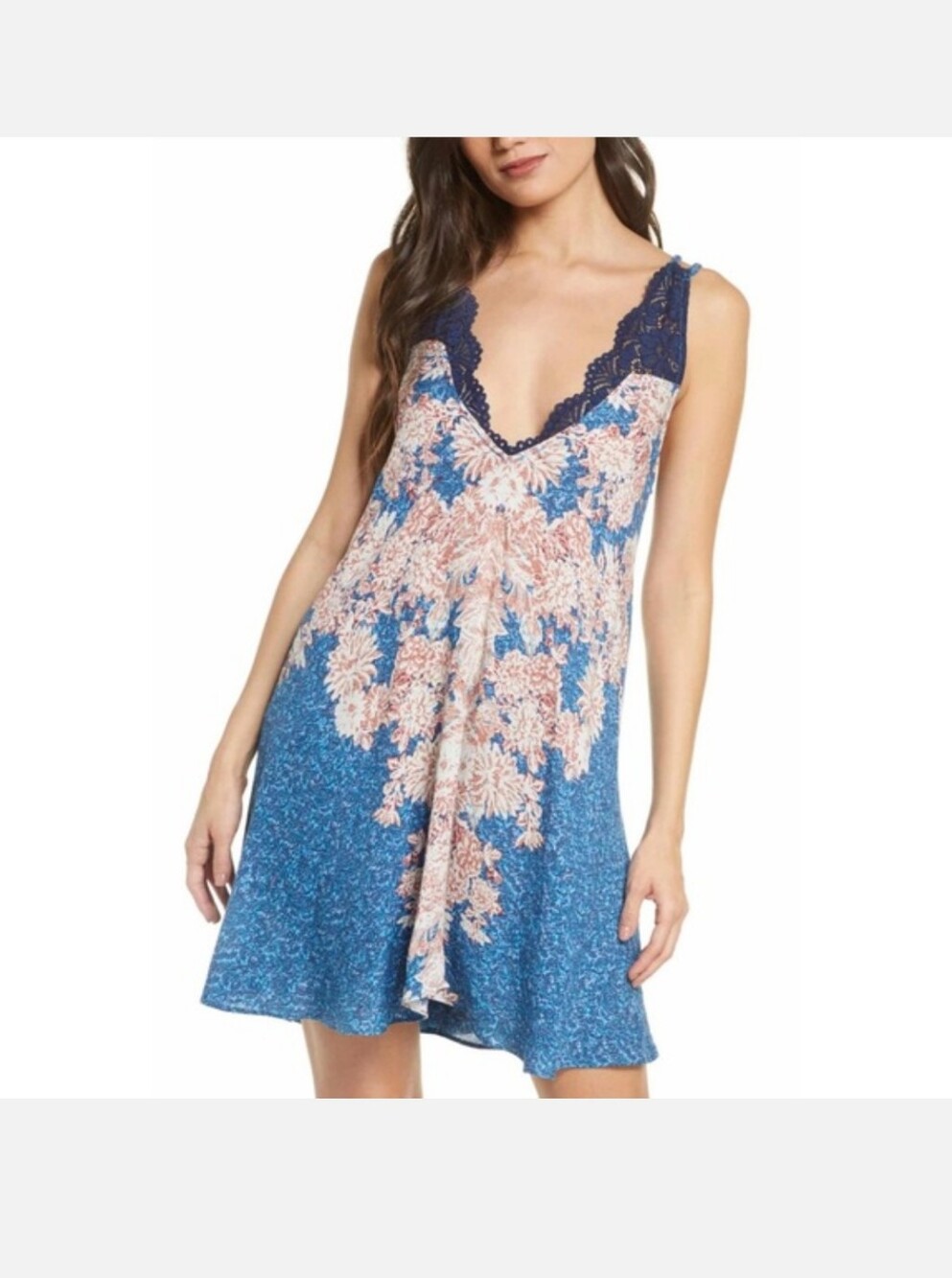 Free People  Morning Sun Twilight Combo Slip Mini Dress L